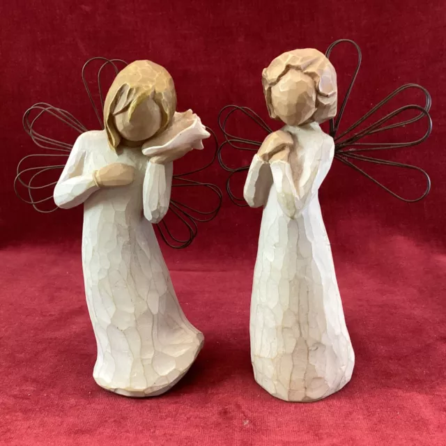 2x Willow Tree Angel Figurines - Thinking Of You & Angel Of Wishes (2C) MO#8693