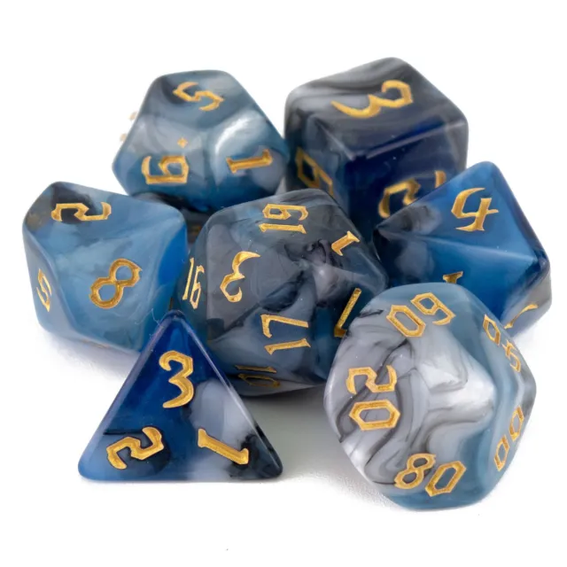 Poly Dice Set - Chaos Marble (Select Colour) / RPG D&D DND Dungeons and Dragons