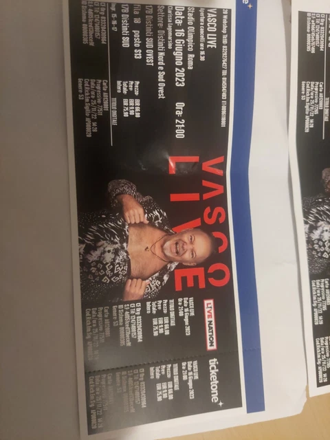 Biglietto Vasco Rossi Roma 16 Giugno  2023 distinti sud ovest