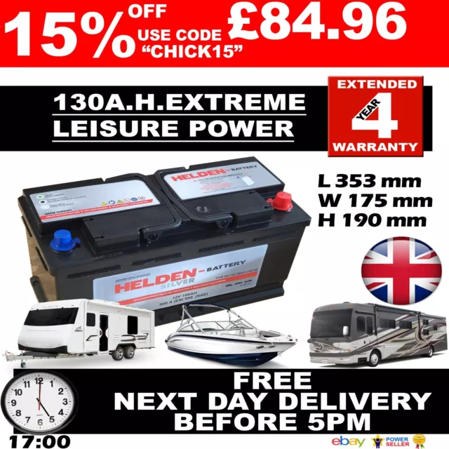 12V 130AH 130 AH Leisure Battery DEEP CYCLE for Motorhome / Caravan / Campervan£