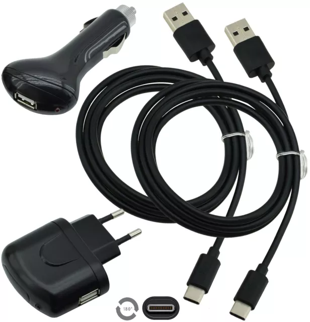 4in1 Lade Set 2x USB-C Datenkabel + KFZ Ladekabel Kabel für Nokia G22