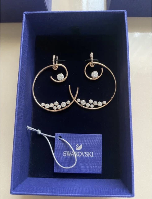 SWAROVSKI NORTH HOOP Pierced Earrings Rose Gold 65.00 PicClick UK