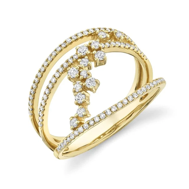 Bague Cocktail en Or jaune 14K avec Gemmes d'imitation main image 0