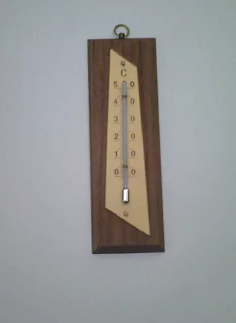 Alt + noch OVP,  innen Thermometer, H 14 cm, Kirschholz, analog, D-Fertigung