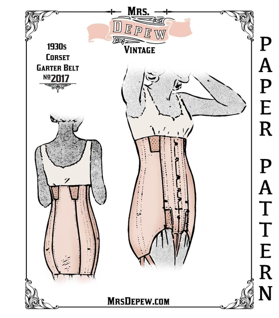 VINTAGE SEWING PATTERN French 1930s Pin-Up Corset & Garter Belt 25-45