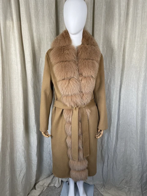 LAURA JANE PARIS Limited Edition camel cashmere coat with real fur collar L 280.00 PicClick UK