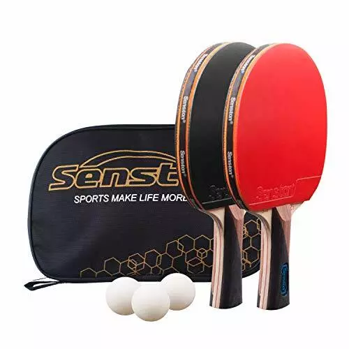 Senston Table Tennis Bats 2 Player Set, Ping Pong Paddle Set with Racket Case,