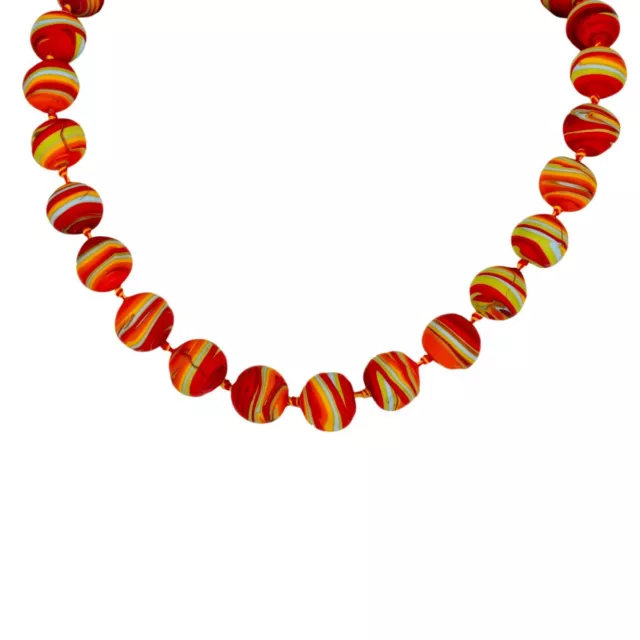 Statement Kette Multicolor  Necklace  Murano Glasperlen bunt Orange, Rot, Grün, 2