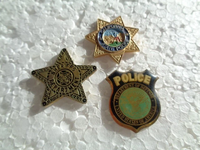 Job lot of 3 US Police department metal lapel pins