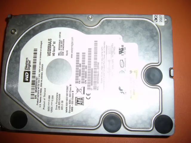 Disque dur western digital WD3200AAJS 320 Go occasion bon état