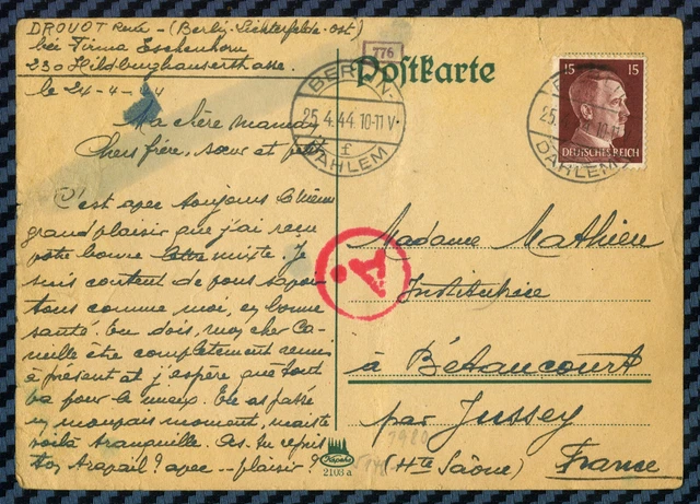 SERVICE DU TRAVAIL obligatoire en Allemagne CP pour JUSSEY (HteSaône