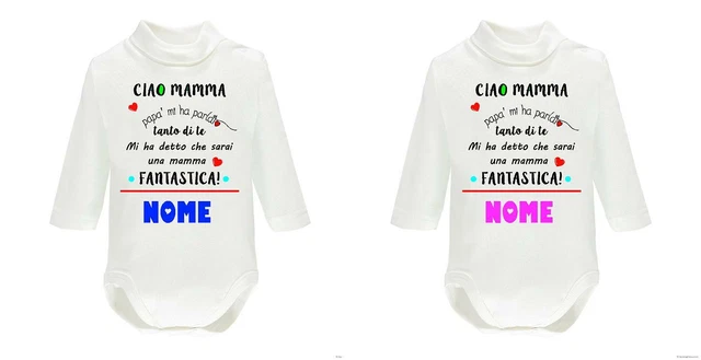 body lupetto neonato Stampa "mamma fantastica" regalo nascita nome bimbo bimba