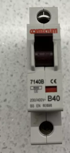 Contactum Single Pole MCB  7140B, MCB/B40 40 Amp Type B Circuit Breaker