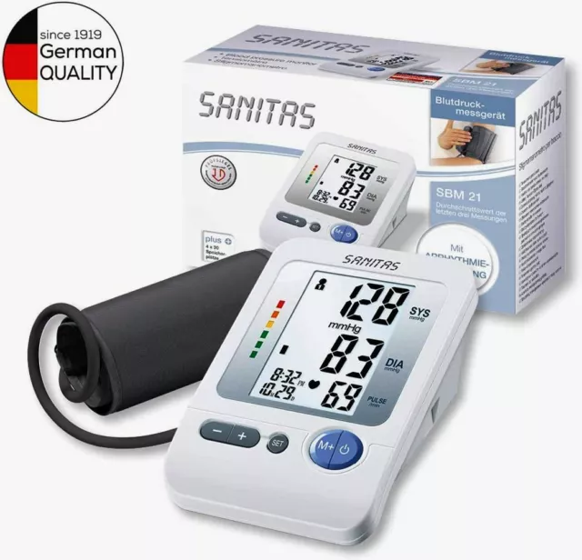 Sanitas SBM21 Blutdruck messgerät Oberarm Umfang 22/36cm LCD Display AUTO Luft