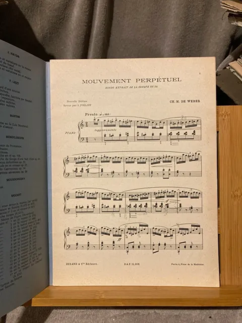 Weber Mouvement perpetuel extrait sonate n°24 partition piano éditions Durand