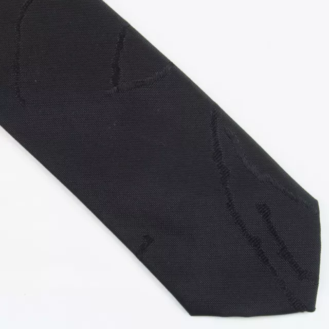 VTG Oak Tree Black Abstract Textured Skinny Neck Tie 50x2 50s 60s Rockabilly