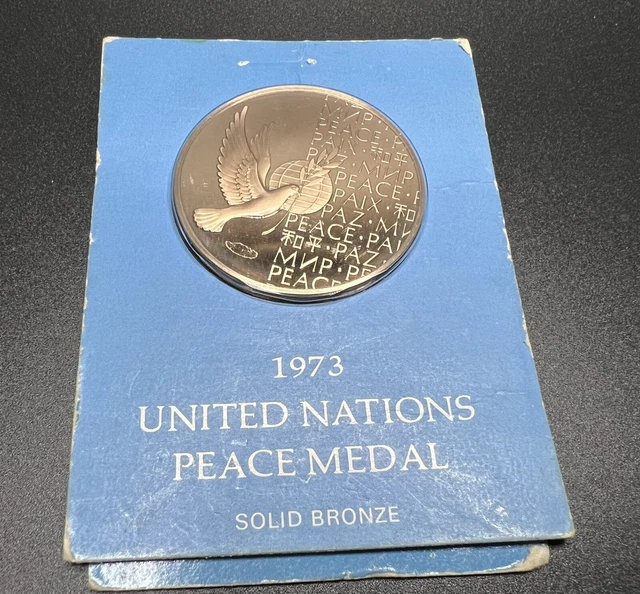 1973 UNITED NATIONS Peace Medal Solid Bronze In Original