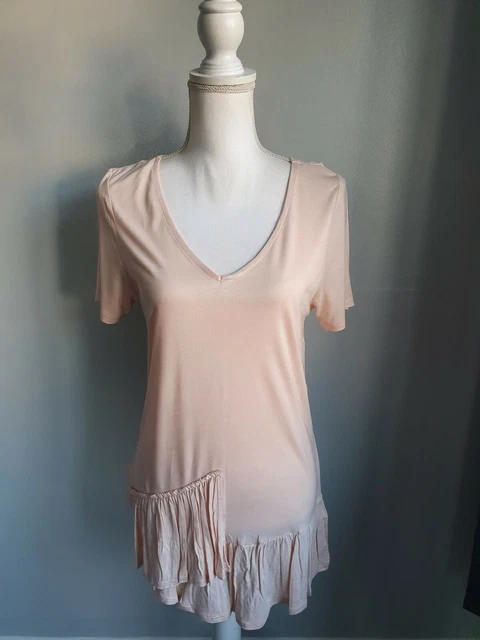Pink T Shirt Size 10 George Pleated Hem Womens