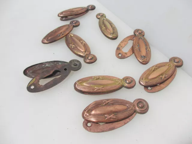 Vintage Brass Keyhole Cover Escutcheon Plate Antique Old Copper Plated - £8each