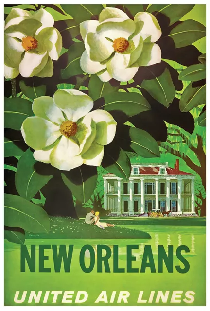 United Airlines - New Orleans - 1960s - Vintage Travel Poster