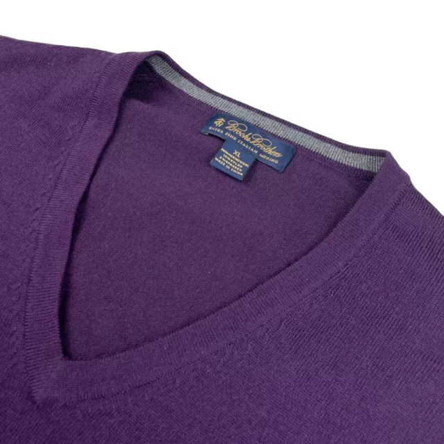 Brooks Brothers Men's Wool/Nylon Stretch V-Neck Pullover Sweater Purple • XL