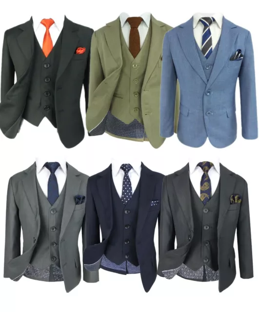 Boys Page Boy Suit Tailored Fit Wedding Prom Dinner Formal 6 Piece Set