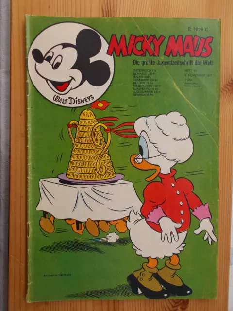 Comics, Hefte, MICKY MAUS, Band Nr. 45/1971 , ohne Beilage, Walt Disney, Ehapa