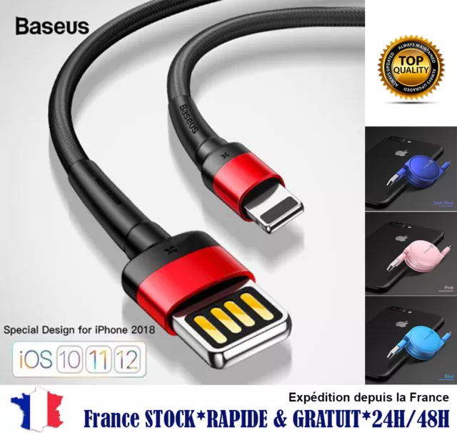 CABLE CHARGEUR SYNC RAPIDE iPHONE 5 C 6 7 8 X Xs Xr Xsmax 12 11 pro  IPAD IPOD