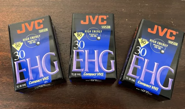 Brand New Seal (3) JVC VHS C Compact 90 Minute Video Cassette Tape - TC-30 EHG