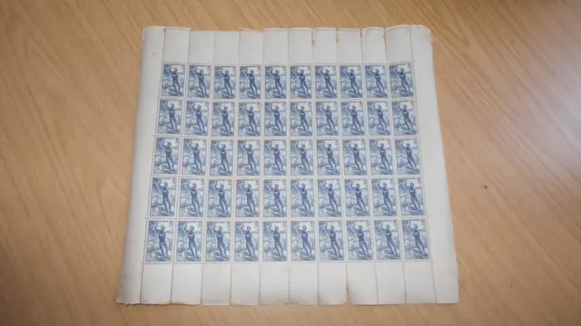 AG575a: Sheet of 50 French Colony Stamps 1940's - 3c - Dahomey RF