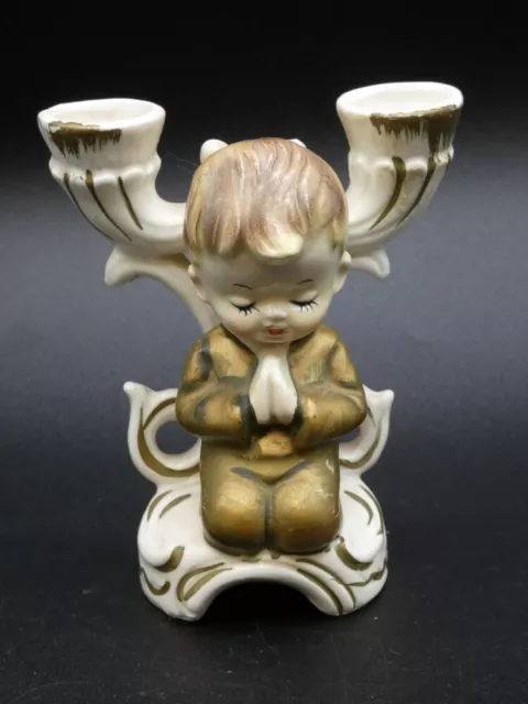 Vintage Christmas Kneeling Praying Ceramic Angel Candle Holder Decoration Lefton