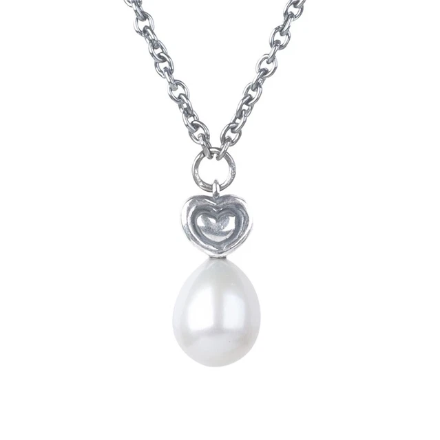 Trollbeads Heart Necklace with Pearl, 100 cm - TAGFA-00074