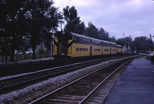 C&NW Chicago & North Western Bi Level Passenger Kodachrome original Kodak Slide