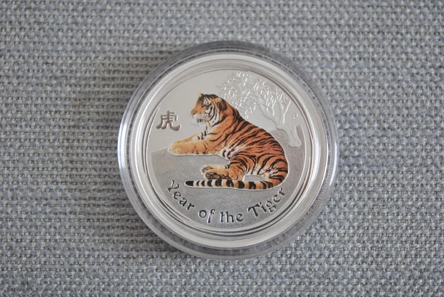 2010 Australia silver lunar year of the Tiger 1/2 oz  colorized