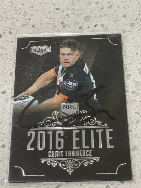 Signed Chris Lawrence Wests Tigers 2016 Elite Rugby League Nrl Trading Card