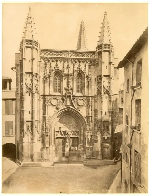 ND. France, Avignon, Eglise St. Pierre  Vintage albumen print.  Tirage albumin