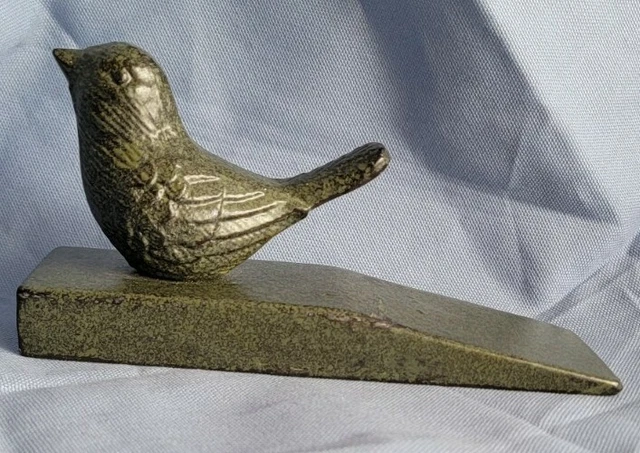 Bird Doorstop Wedge Cast Iron Rustic Brown Antique Style Decor