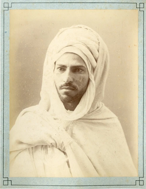Tirage Albuminé Vintage Algérie - Hommes Arabes - Circa 1880 - Format 18x24 Cm