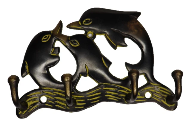 Fish Family Shape Antique Style Handmade Brass Cloth Towel Key Wall Hanger Hook