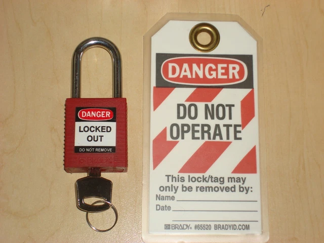 BRADY (ABUS) 71/40 Nylon Non-Conductive Padlock and #65520 Power Lockout Tag
