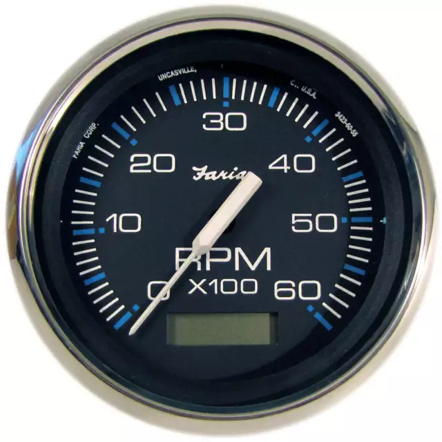 Faria Chesapeake Black 4" Tachometer w/Hourmeter - 6000 RPM (Gas) (Inboard) [337