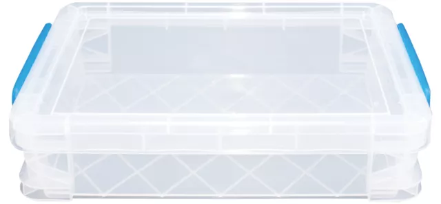 Super Stacker Doc Box 14.5"X10.5"X3.38" Clear W/ Blue Handles 3