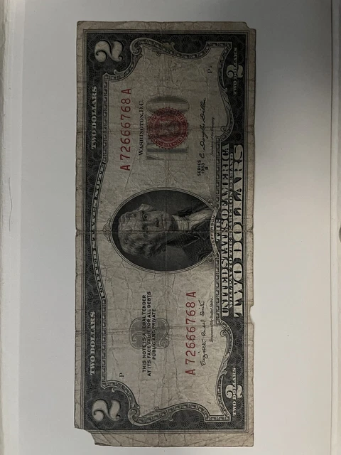 1953 B star note Two Dollar $2 Bill Red Seal United States Note uncirclated rare