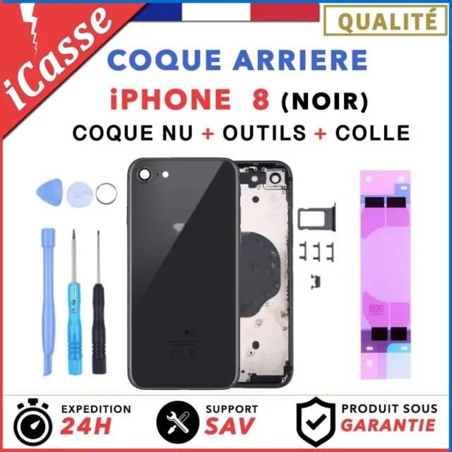 Chassis Arriere pour iPhone 8 NOIR - Chassis Coque nu + COLLE