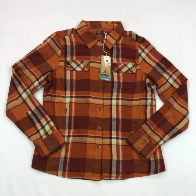 Prana Flannel Shirt Womens Small Bridget Lined Plaid Thermal