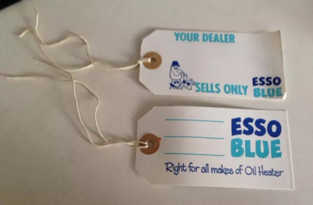 ESSO BLUE LABELS TAGS x 2 1970c new old stock