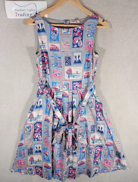 Cath Kidston Tea Dress /Belt Ladies Badger Multicoloured 100% Cotton Size 12 Wow