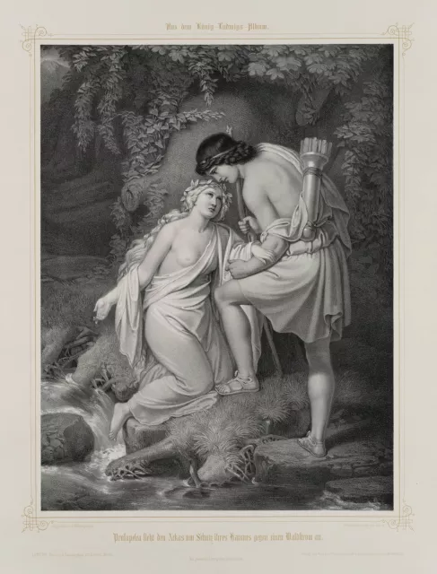 Nach Unbekannt (19.Jhd), Prosopelea und Arkas, um 1850, Lith. Romantik 1850-1899 2