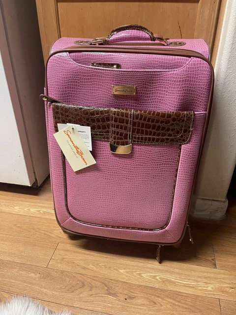 SAMANTHA BROWN classic CROC EMBOSSED 25" SPINNER WHEELED RADIANT ORCHID/CAMEL 2