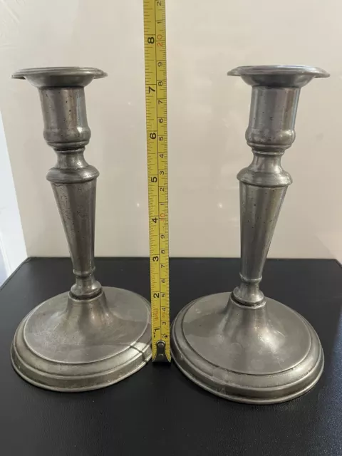 Pair of Vintage Pewter Candlestick Holders 7 in. X 4.25 in. with makers stamp